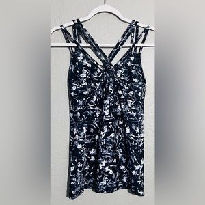 White House Black Market Black Floral Athletic Tank XS NWOT